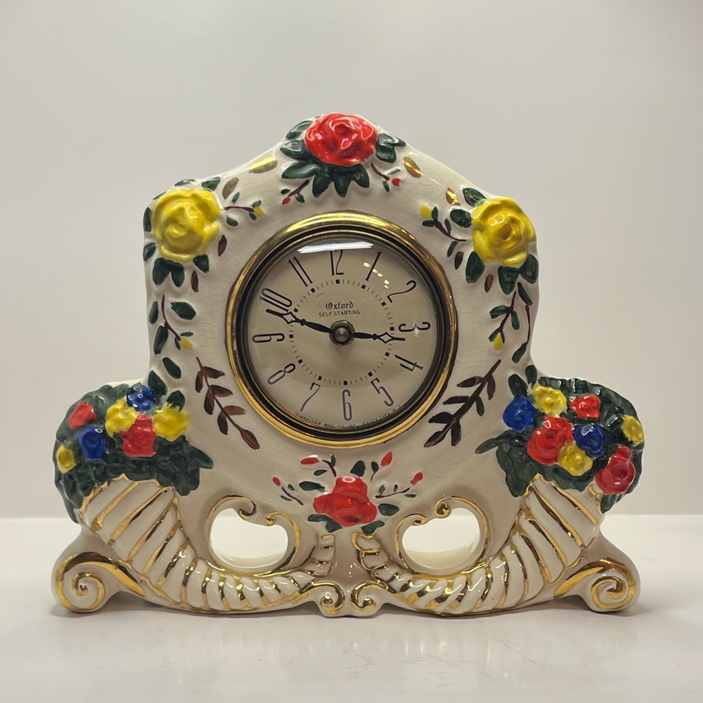 Vintage Mantel Clock with 22K gold accents